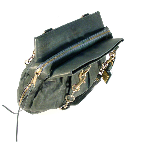 ALEXIS HUDSON Expandable Green Leather Satchel - Picture 5 of 8